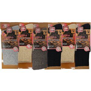 6 Pairs Women Lamb Wool Socks Warm Winter Hiking Merino Lamb Wool Socks, NEW